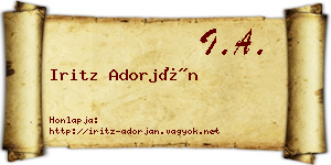 Iritz Adorján névjegykártya